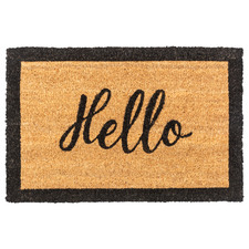 Black Welcome Coir Doormat