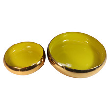 2 Piece Brass Serving Bowl Set with Mustard Enamel Coating (Set of 2)