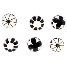 6 Piece Black & White Ceramic Knob Set