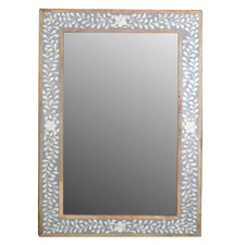 Grey & White Bone Inlay Wall Mirror