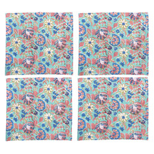 Multi-Coloured Flowers Cotton Table Napkins (Set of 4)