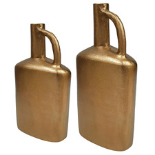 2 Piece Brass Vase Set