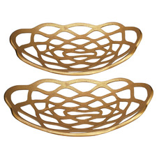 2 Piece Brass Decorative Oval Plate Set