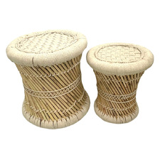 2 Piece Harvey Cane Accent Stool Set