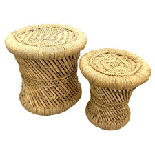 2 Piece Maya Cane Accent Stool Set