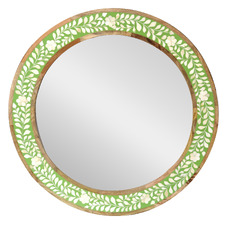 Poppie Round Mango Wood with Bone Inlay Mirror