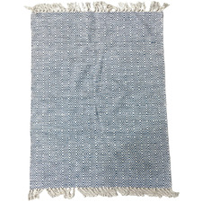Blue Penny Flat Woven Cotton Kilim Rug