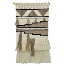 Ivory & Brown Hand-Woven Wool Wall Hanging