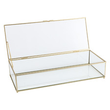 Clear Glass Storage Box with Gold Frame