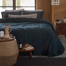 Dark Blue Earth Cotton Sateen Quilt Cover Set