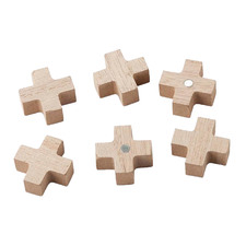 (Set of 6) Natural Pine Wood Cross Magnets