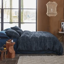Dark Blue Vintage Indigo Cotton Quilt Cover Set