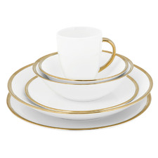 36 Piece White & Gold Porcelain Dinner Set