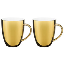 Gold 250ml Porcelain Mugs (Set of 2)