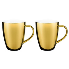 Gold 400ml Porcelain Mugs (Set of 2)
