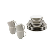 16 Piece White Matte Flax Porcelain Dinnerware Set