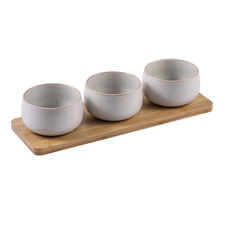 4 Piece Nestle Stoneware Bowl & Tray Set