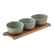 4 Piece Sage Terra 10cm Dip Bowl & Tray Set