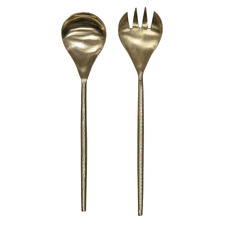 2 Piece Gold Hammered Salad Servers Set