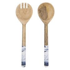 2 Piece Blue Lagoon Mango Wood Salad Server Set