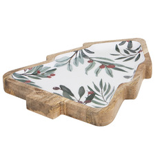 Garland Christmas Tree Mango Wood Serving Platter