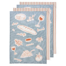 4 Piece A Long Lunch Cotton Kitchen Towel Set