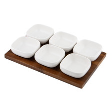7 Piece Essentials Porcelain Bowl & Serving Tray Set