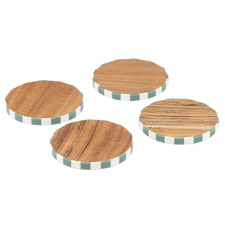 Panama Stripe Acacia Wood Coasters (Set of 4)