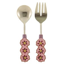 2 Piece Capri Flower Salad Server Set
