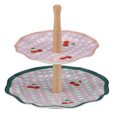 Capri Cherry Scalloped 2 Tier Cake Stand