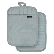 Ice Blue Lennox Cotton-Blend Pot Holders (Set of 2)