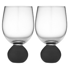 Matte Black Astrid 445ml Crystal Wine Glasses (Set of 2)