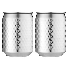 Silver Spencer Hammered 400ml Stainless Steel Tumblers (Set of 2)