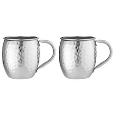 Silver Spencer Hammered 500ml Stainless Steel Mugs (Set of 2)