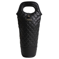 Black Quilted Single Insulated Wine Bag