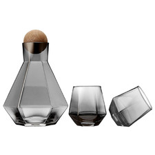 3 Piece Charcoal Jaxon Glass Carafe & Tumbler Set