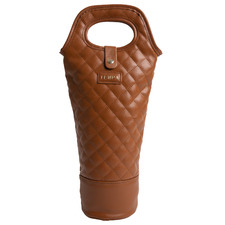 Brown Quilted Single Insulated Wine Bag