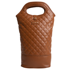 Brown Quilted Double Insulated Wine Bag