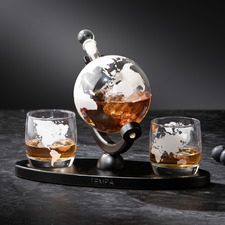 4 Piece Globe Preston 850ml Whisky Decanter & Glass Set
