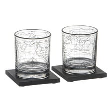 4 Piece Atlas Crystal Whisky Glass & Coaster Set