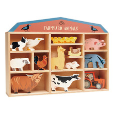 Tender Leaf Toys 14 Piece Farmyard Animals Display Shelf Set