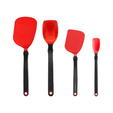4 Piece Red & Black Spatula & Spoon Set