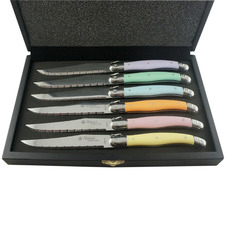 Laguiole by Louis Thiers Luxe Assorted 6 Piece Steak Knife Set in Lidded Box