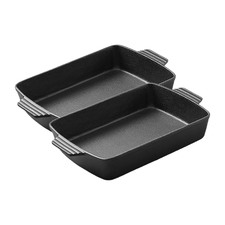Black 39cm Cast Iron Baking Dishes (Set of 2)