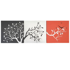 Branches Wall Art Triptych with Clock