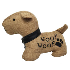 Brown Woof Woof Dog Hessian Door Stop