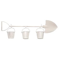 Antique Cream Triplet Shovel Wall Planter