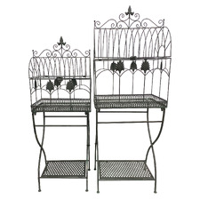 2 Piece Bird Cage Iron Plant Stand Set