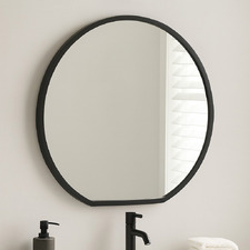 Black Ellara Round 914 x 711mm Iron Bathroom Mirror