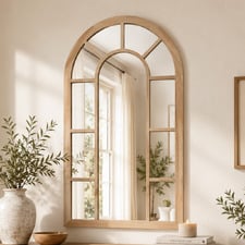 Milano Arched Paulownia Wood Wall Mirror